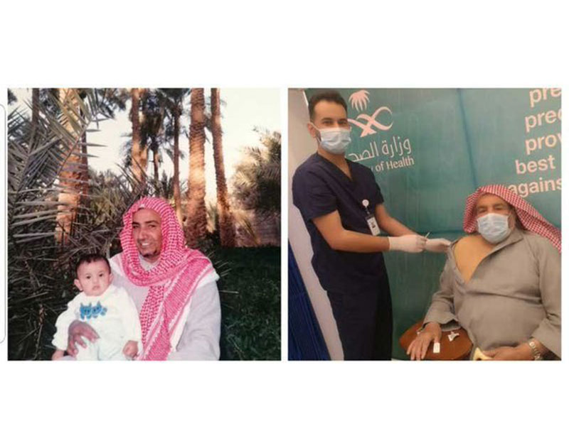 سعودي يتلقى لقاح كورونا على يد حفيده